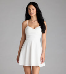 Sultry Glow Sequin Lace Trim Skater Dress