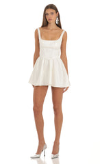 Jacquard Mini Dress in White