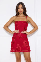 Songs Written Mesh Mini Dress Red