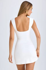 Modal Ruched A-Line Mini Dress in White