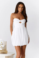 Lover In Lisbon Strapless Bubble Mini Dress White