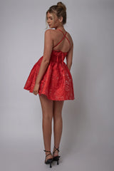 Maybelle Jacquard A-Line Mini Dress Bright Red