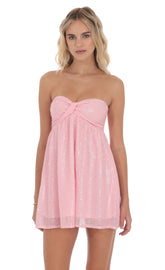 Sequin Babydoll Dress in Pink