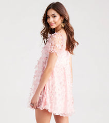 Wildest Dreams Butterfly Applique Babydoll Dress