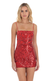 Sequin Dress in Valentine Red