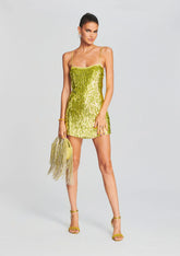 Nara Feather Sequin Dress