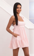 Square Neckline Dress in Pink