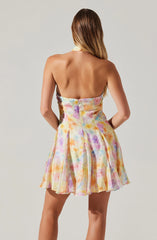 Sommar Halter Floral Mini Dress