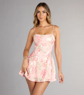 Makenna Floral Sequin A-Line Mini Dress