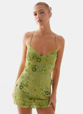 Vietta Sequin Cami Mini Dress - Lime