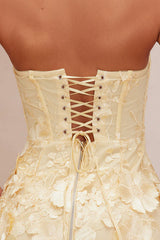 Marcella Embroidered A-Line Mini Dress - Yellow