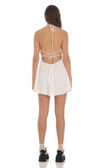 Halter Open Back Dress in White