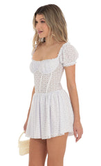Corset Puff Sleeve Dress in White