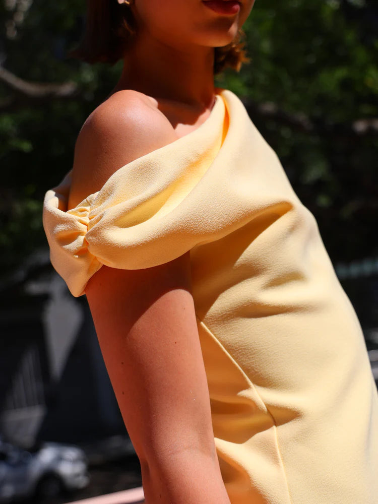 By Nicola Aurelie Mini Dress in Lemon