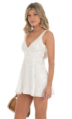 Floral Jacquard A-Line Dress in White
