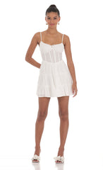 Corset A-line Dress in White