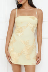 Songs Written Mesh Mini Dress Yellow