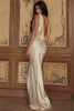 Buttermilk Satin Draped Cowl Neck Maxi Dress