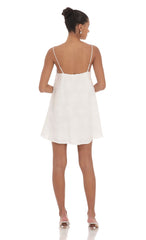 Textured Shift Dress in White