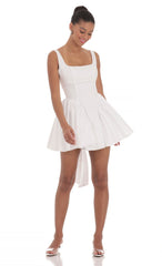 Open Back Flare Dress in White