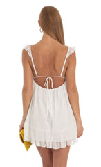 Dotted Flare Dress in White