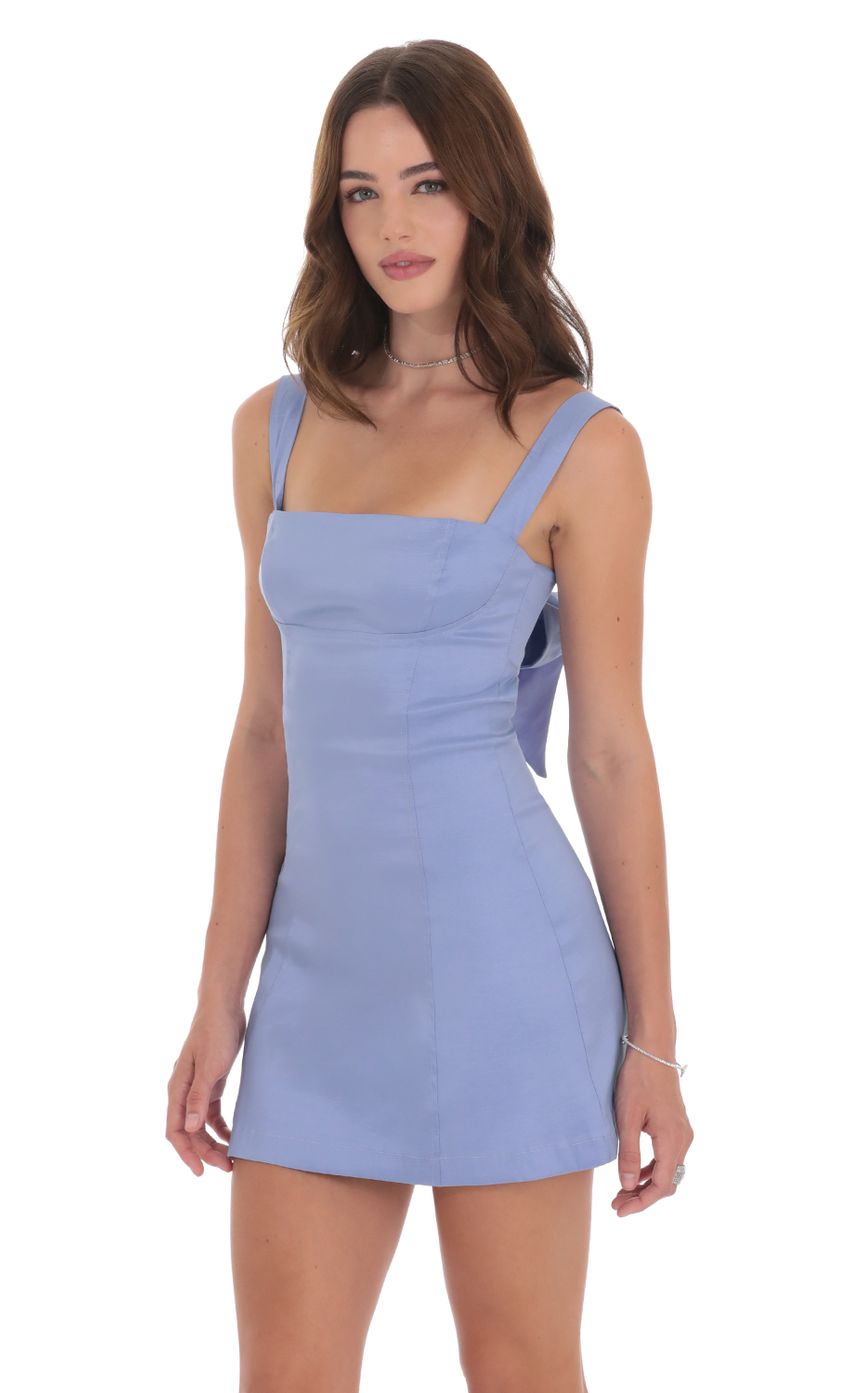 Back Bow Bodycon Dress in Powder Blue