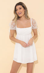 Baby Doll Dress in White Daisy