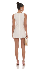 Floral Eyelet Straight Dress in Off White