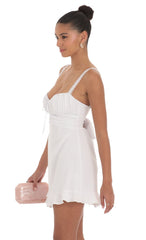 Lace Strap Open Back Dress in White