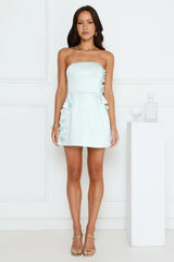 Blossom Hour Strapless Satin Mini Dress Blue