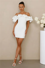 Love On Lock Off Shoulder Mini Dress White