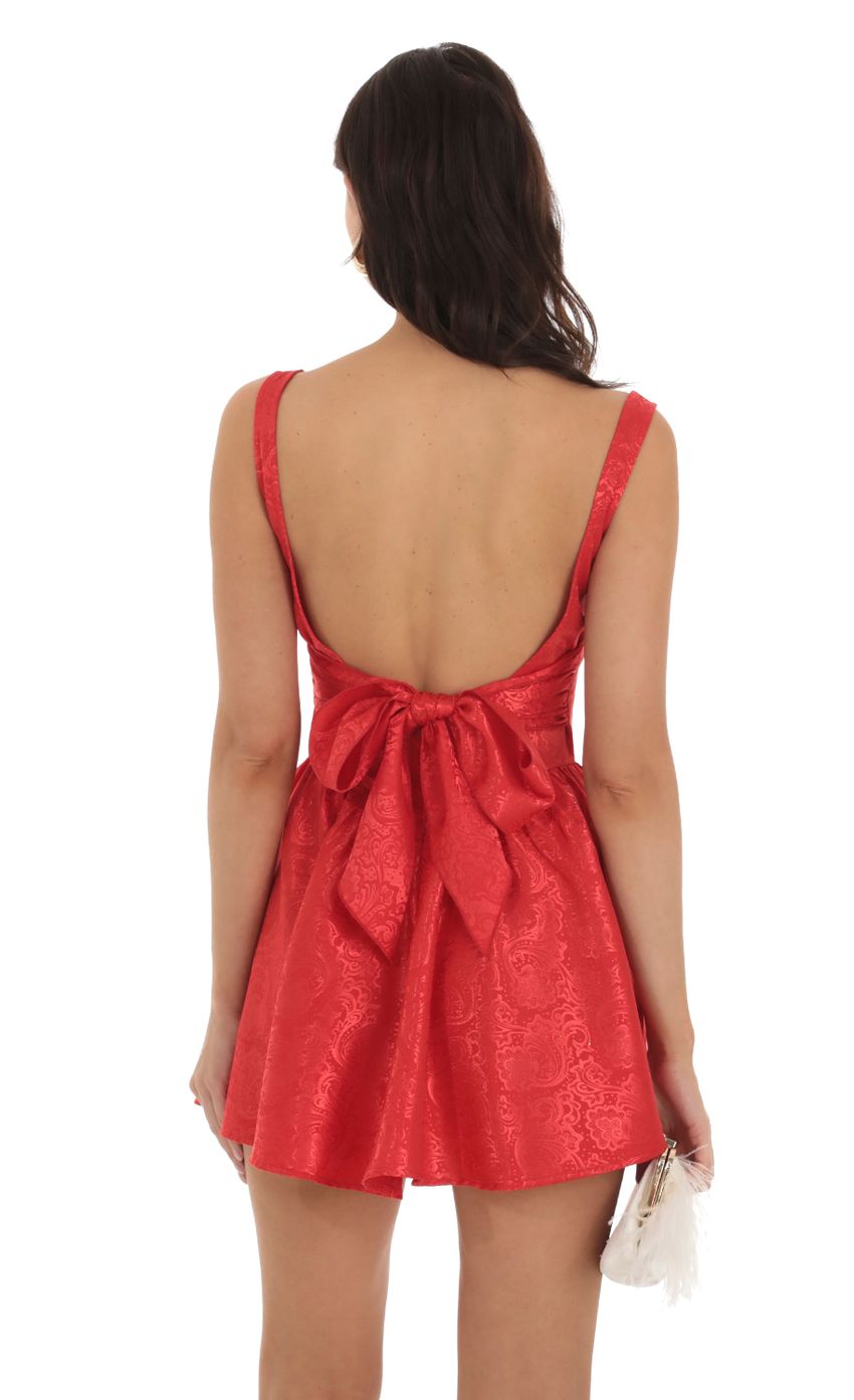 Jacquard Mini Dress in Red