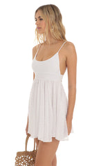 Dress in White with Gold Dots