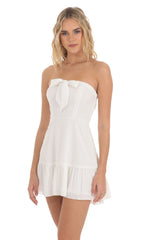 Dotted Strapless Corset Dress in White