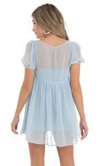 Dotted Lace Two Piece Dress Set in Blue
