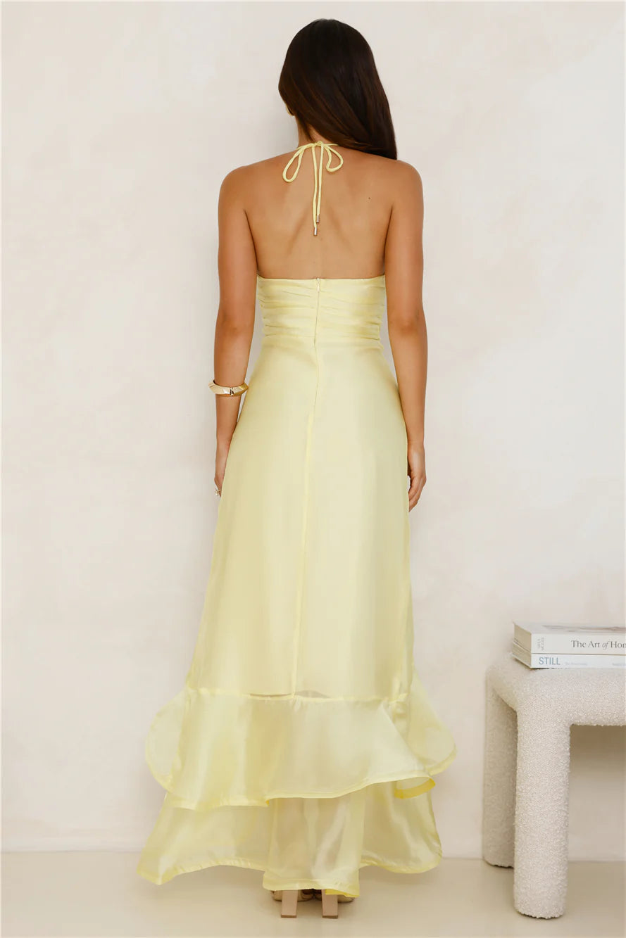 Full Of Energy Halter Maxi Dress Yellow