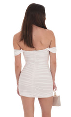 Mesh Off Shoulder Bodycon Dress in White
