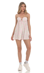 Floral Babydoll Dress in White