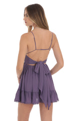 Chiffon V-Neck A-line Dress in Purple