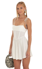 Draped Corset Dress in White