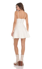 Knit A-line Dress in White