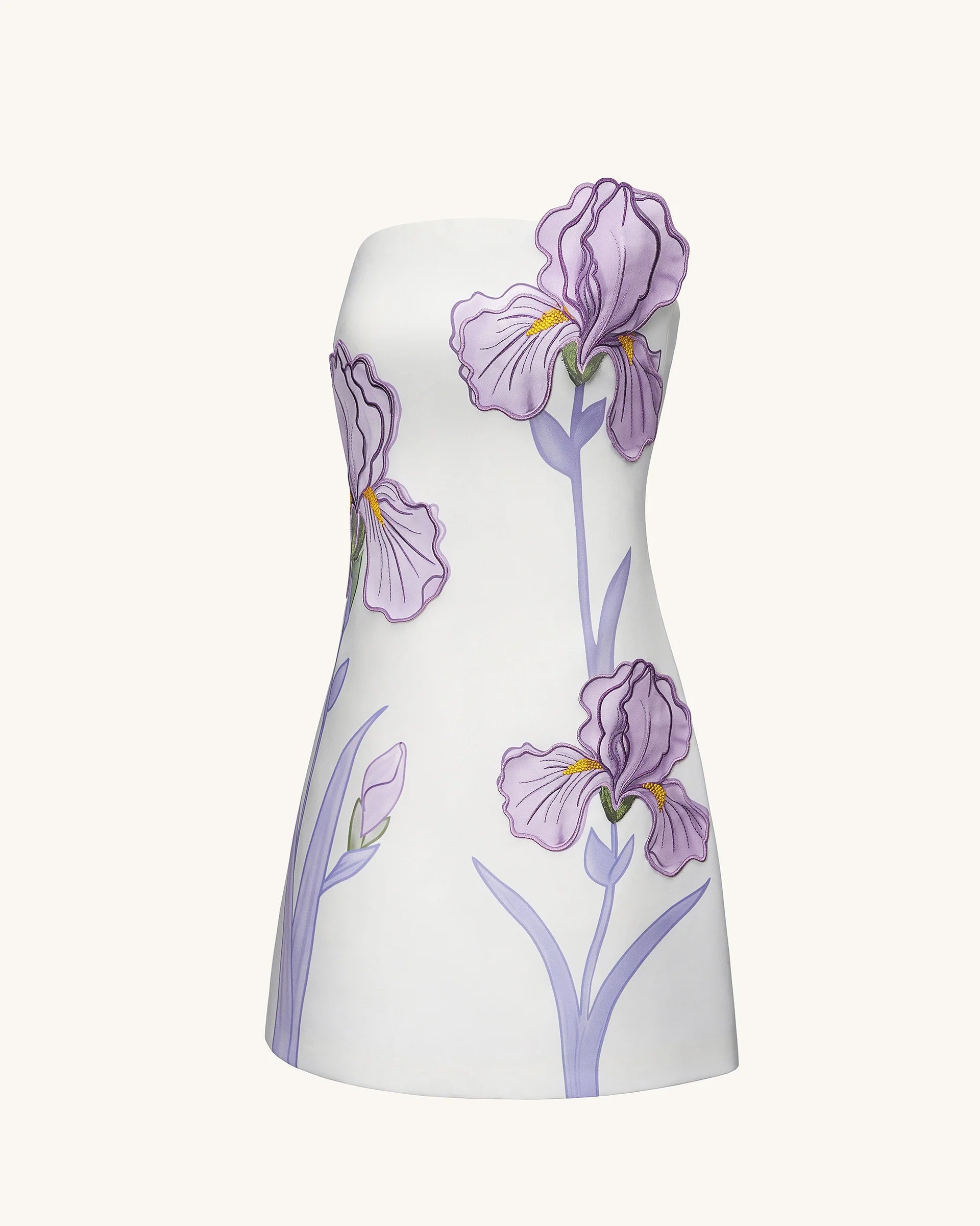 Iris Floral Print Strapless Dress - White