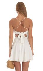 Draped A-Line Dress in White