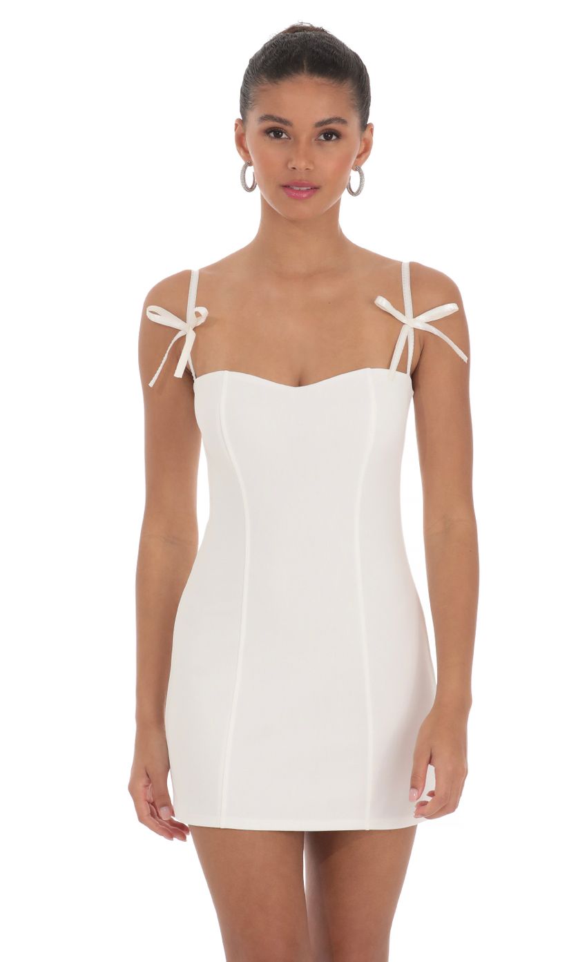 Bow Ties Bodycon Dress in White