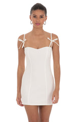 Bow Ties Bodycon Dress in White