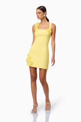 Trompe 3D Mini Dress In Yellow