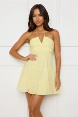 Styled For Sunsets Halter Mini Dress Yellow