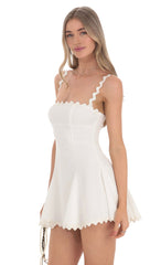 Wavy Fit and Flare Dress in White