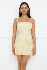 Songs Written Mesh Mini Dress Yellow
