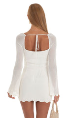 Crochet Bell Sleeve Dress in White